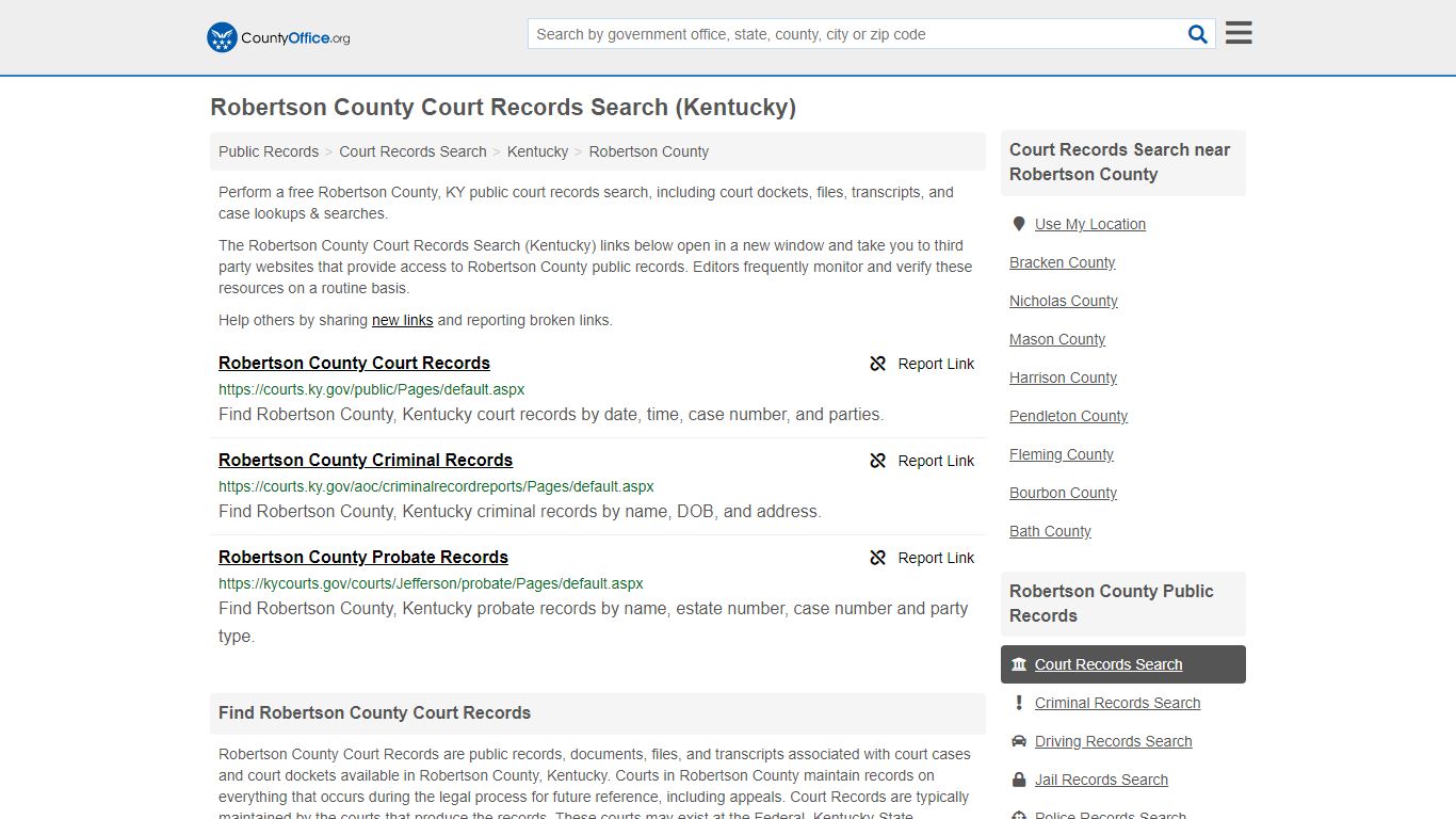 Court Records Search - Robertson County, KY (Adoptions ...