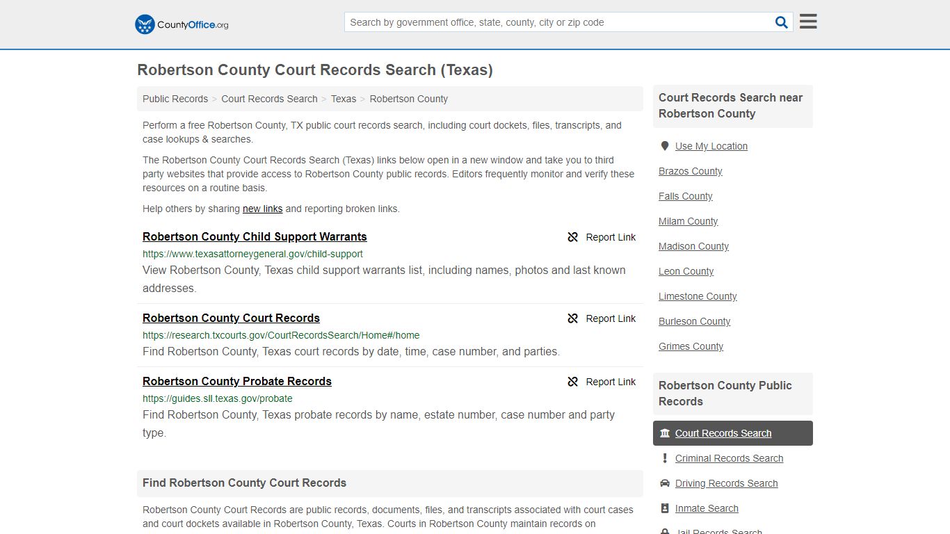 Court Records Search - Robertson County, TX (Adoptions ...